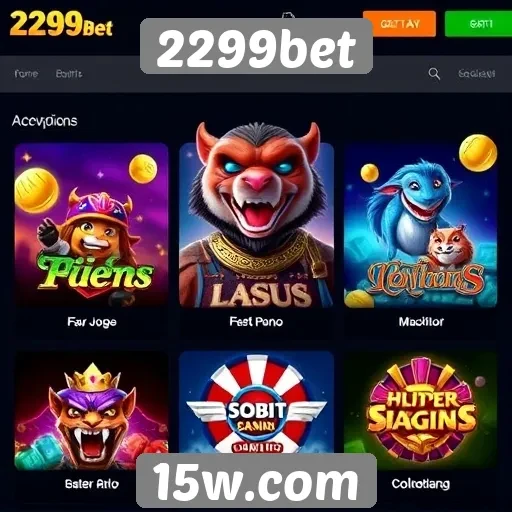 Variedade de jogos disponíveis na plataforma 2299bet